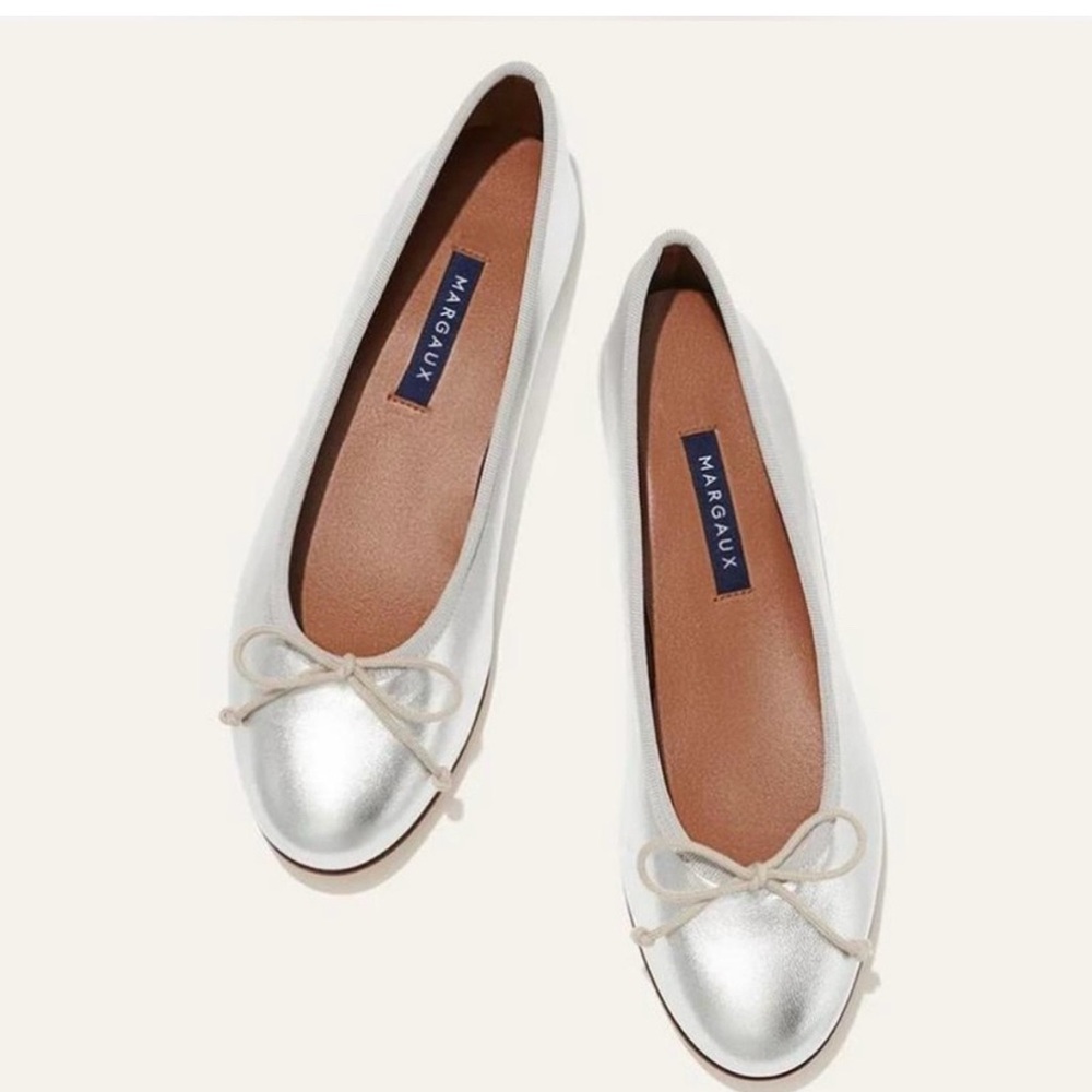 Margaux Metallic Silver Leather Demi ballet flat